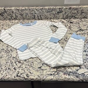 “Lake” Striped Kids Pajamas - Blue and White, Size 7, EUC, Super Soft